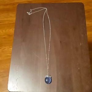 Long dark blue moonstone necklace